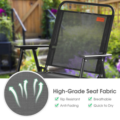 Set of 6 Outdoor Folding Chairs, Breathable Seat, Black Patio Dining Chairs at Gallery Canada