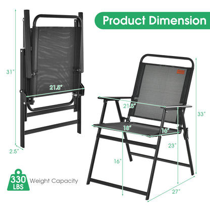 Set of 6 Outdoor Folding Chairs, Breathable Seat, Black Patio Dining Chairs at Gallery Canada