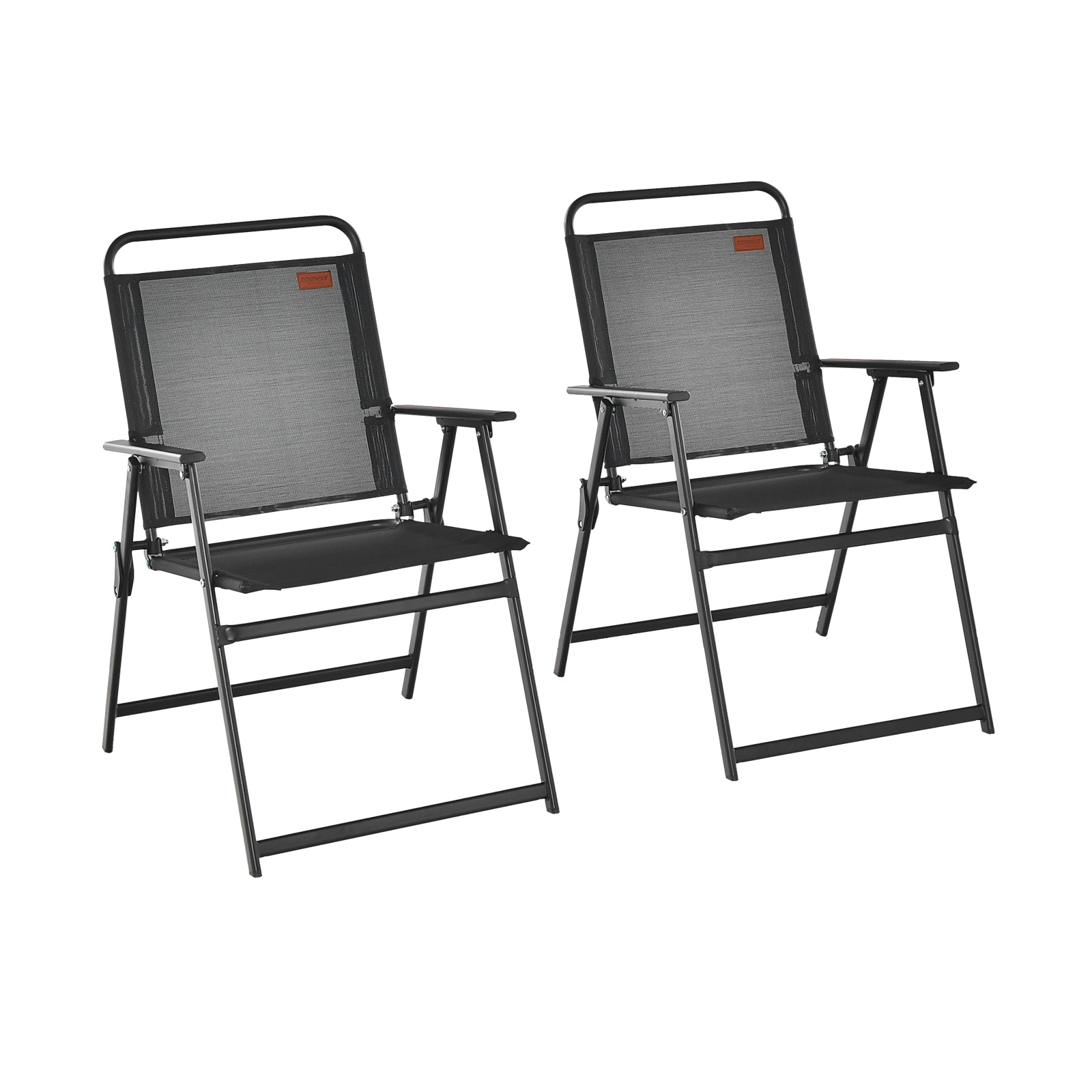 Set of 6 Outdoor Folding Chairs, Breathable Seat, Black Patio Dining Chairs at Gallery Canada