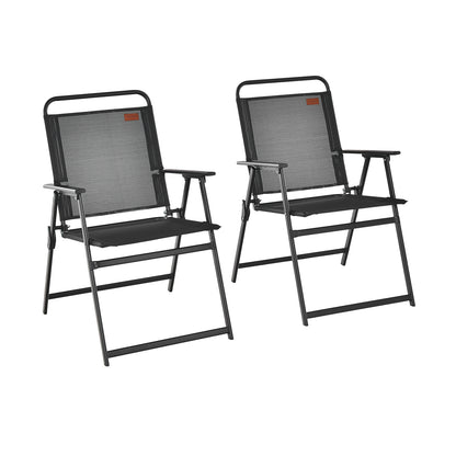 Set of 6 Outdoor Folding Chairs, Breathable Seat, Black Patio Dining Chairs at Gallery Canada