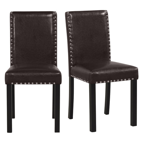 Set Of 2 Faux Leather Upholstered Parsons Dining Chairs
