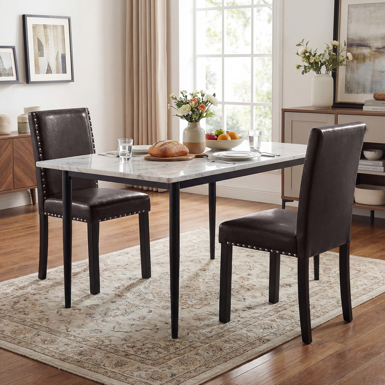 Set Of 2 Faux Leather Upholstered Parsons Dining Chairs Dining Chairs at Gallery Canada