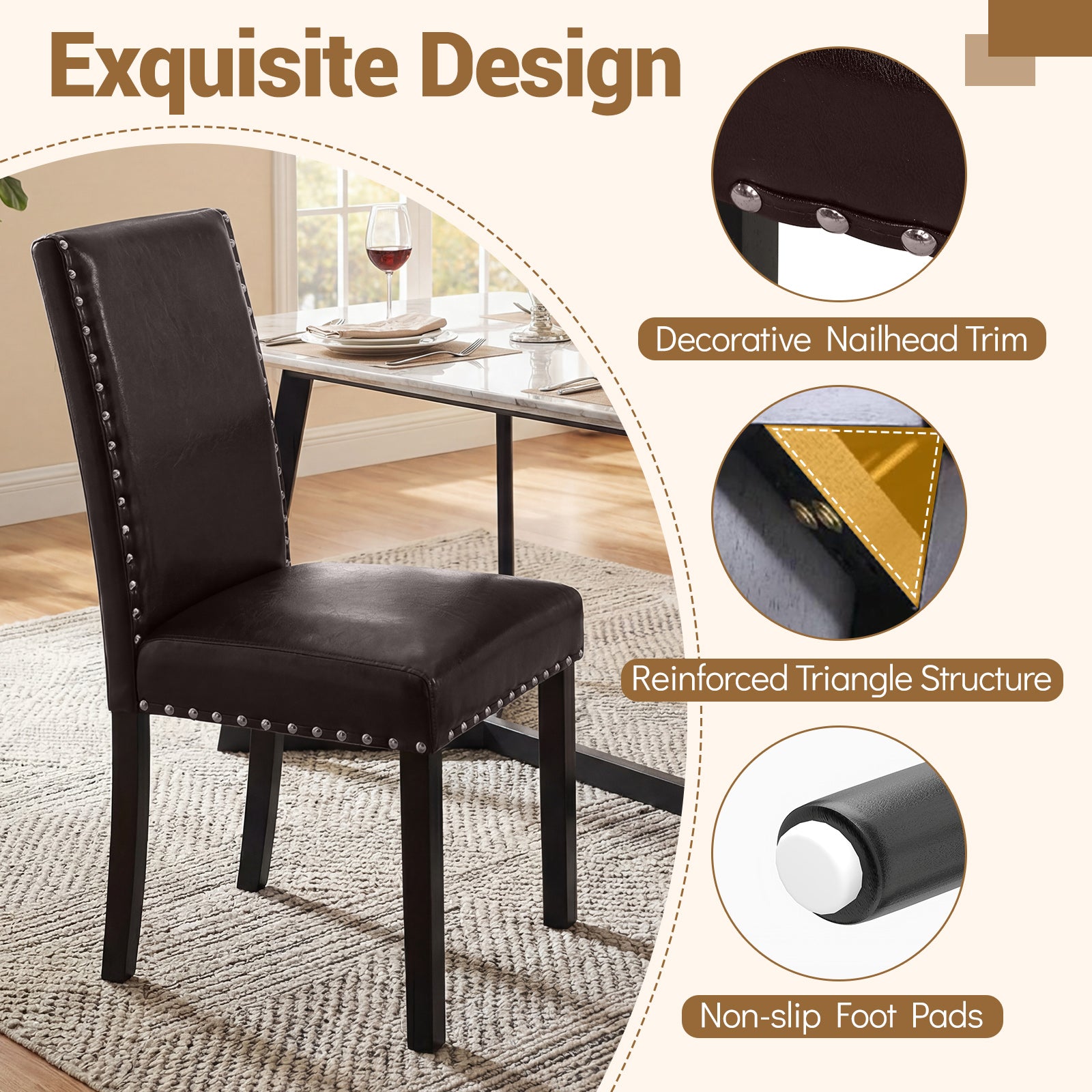 Set Of 2 Faux Leather Upholstered Parsons Dining Chairs Dining Chairs at Gallery Canada