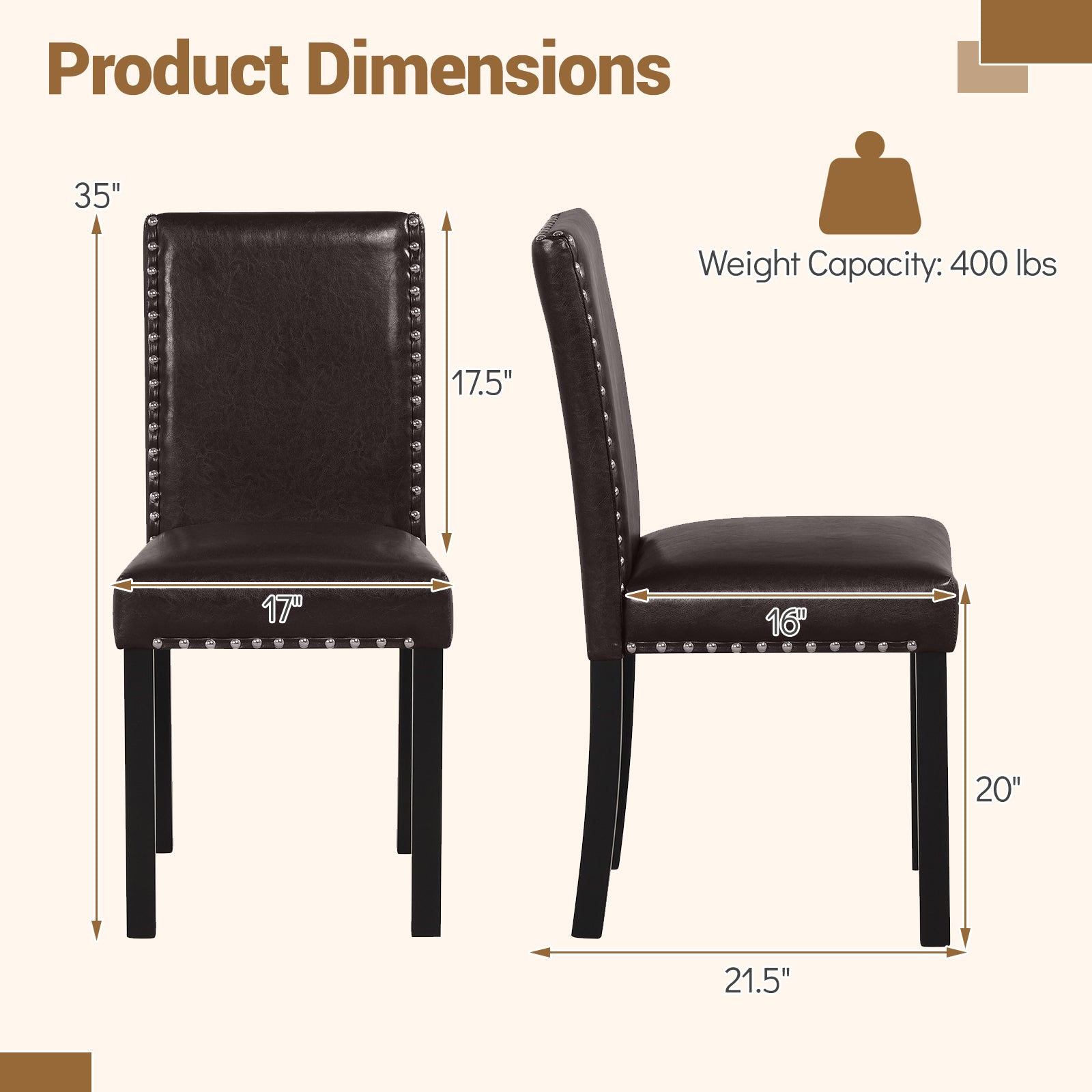 Set Of 2 Faux Leather Upholstered Parsons Dining Chairs Dining Chairs at Gallery Canada