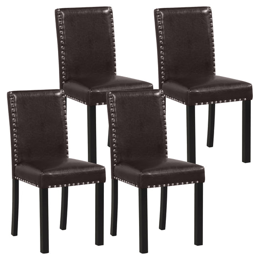 Set of 4 Faux Leather Parsons Dining Chairs Dining Chairs Brown/Black at Gallery Canada