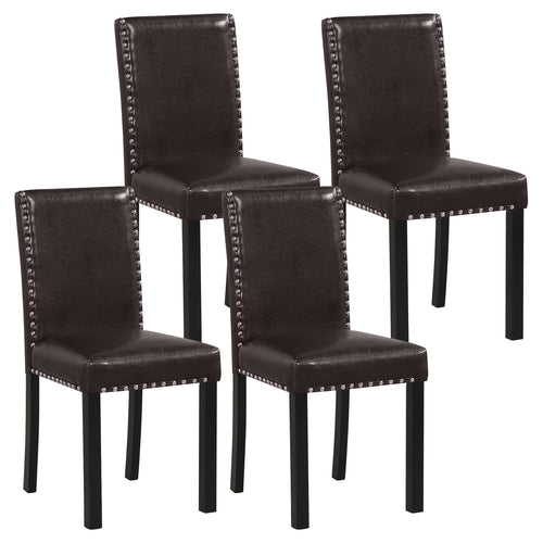 Set of 4 Faux Leather Parsons Dining Chairs