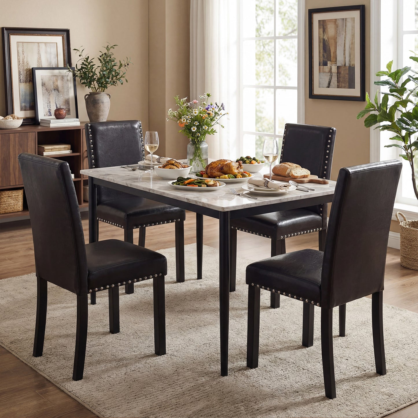 Set of 4 Faux Leather Parsons Dining Chairs Dining Chairs at Gallery Canada