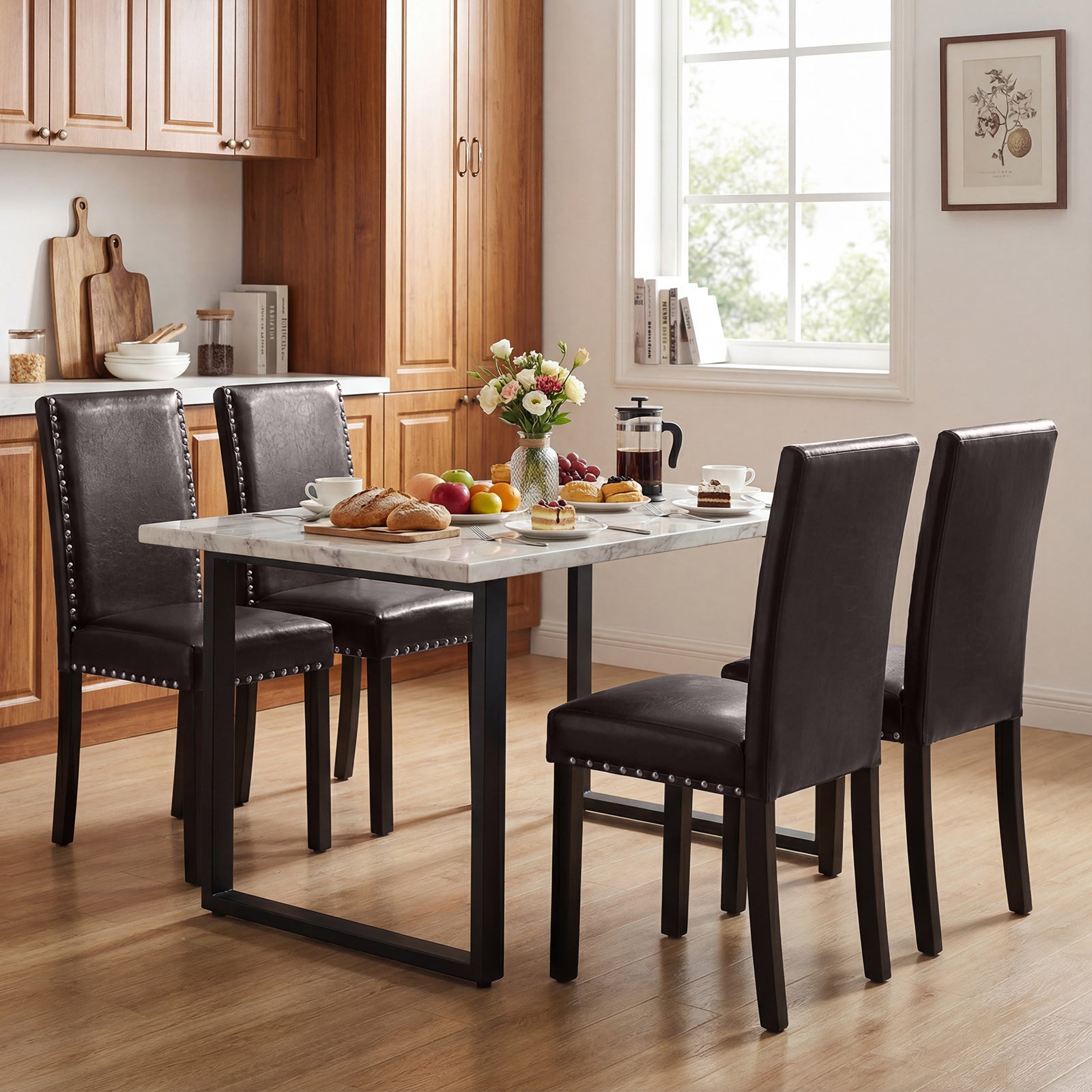 Set of 4 Faux Leather Parsons Dining Chairs Dining Chairs at Gallery Canada