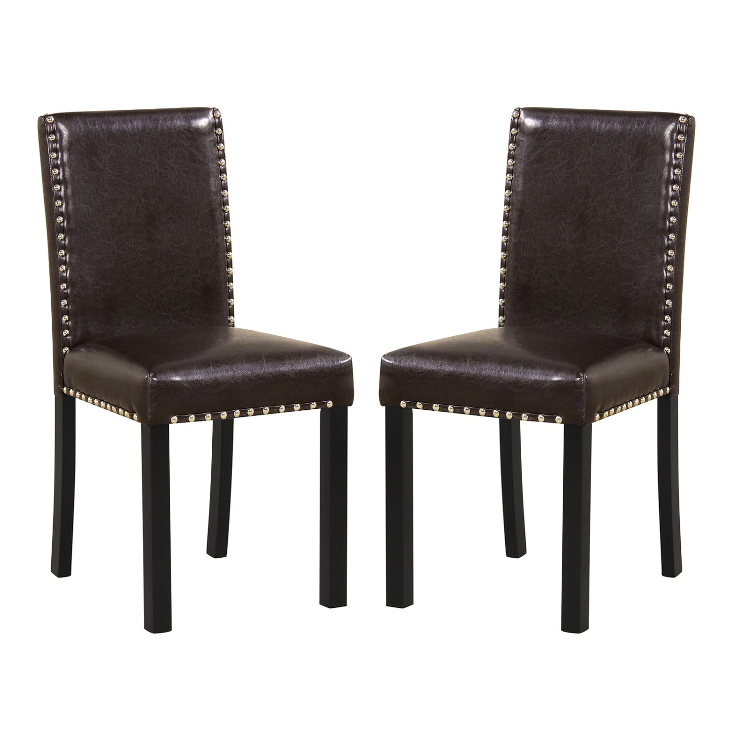 Set Of 2 Faux Leather Upholstered Parsons Dining Chairs Dining Chairs Brown/Black at Gallery Canada