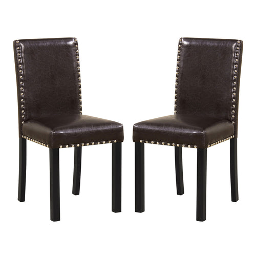 Set Of 2 Faux Leather Upholstered Parsons Dining Chairs