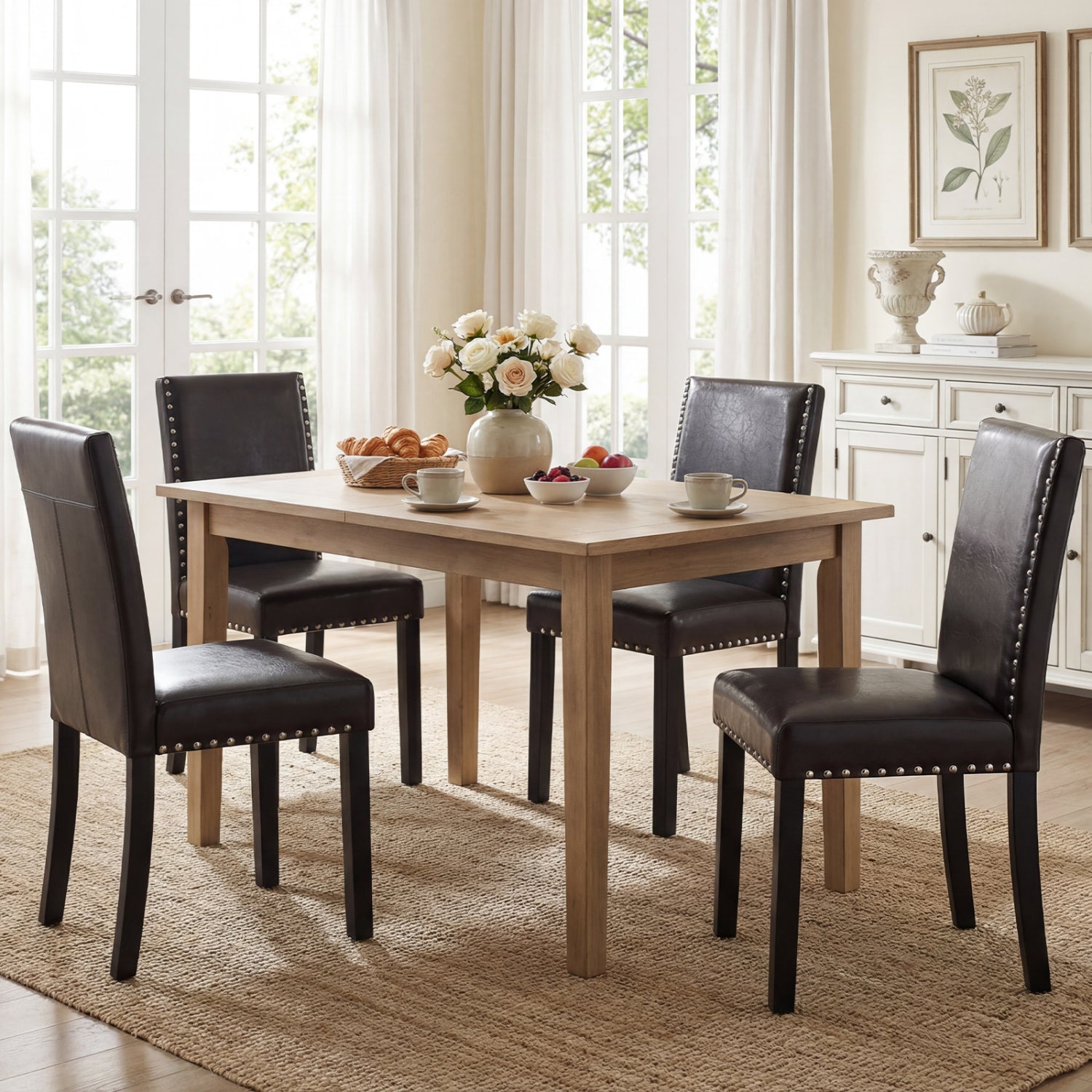 Set Of 2 Faux Leather Upholstered Parsons Dining Chairs Dining Chairs at Gallery Canada