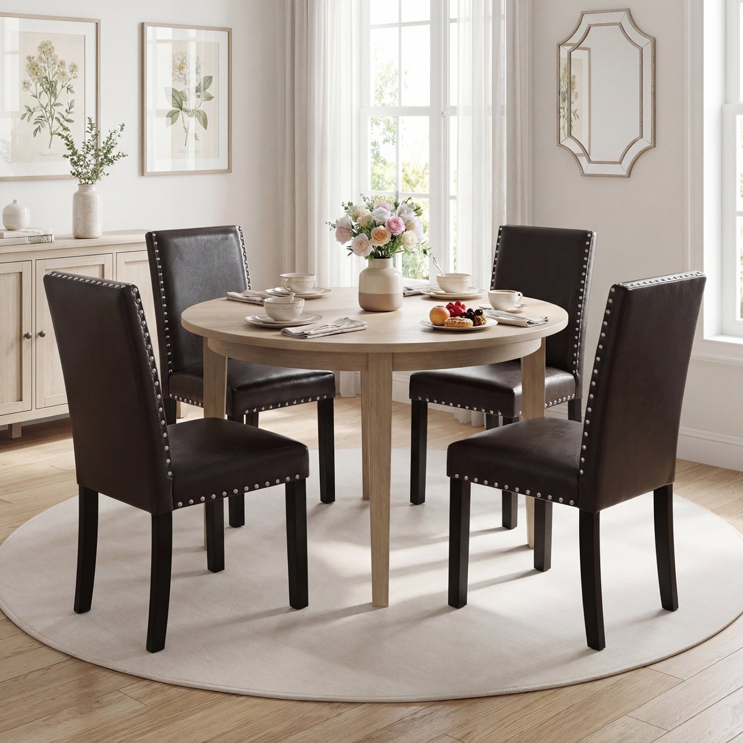 Set Of 2 Faux Leather Upholstered Parsons Dining Chairs Dining Chairs at Gallery Canada