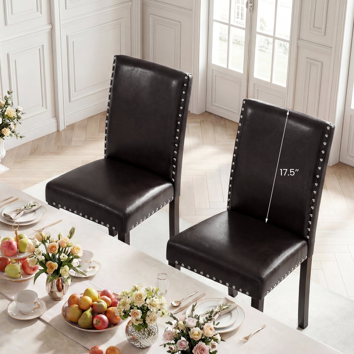 Set Of 2 Faux Leather Upholstered Parsons Dining Chairs Dining Chairs at Gallery Canada