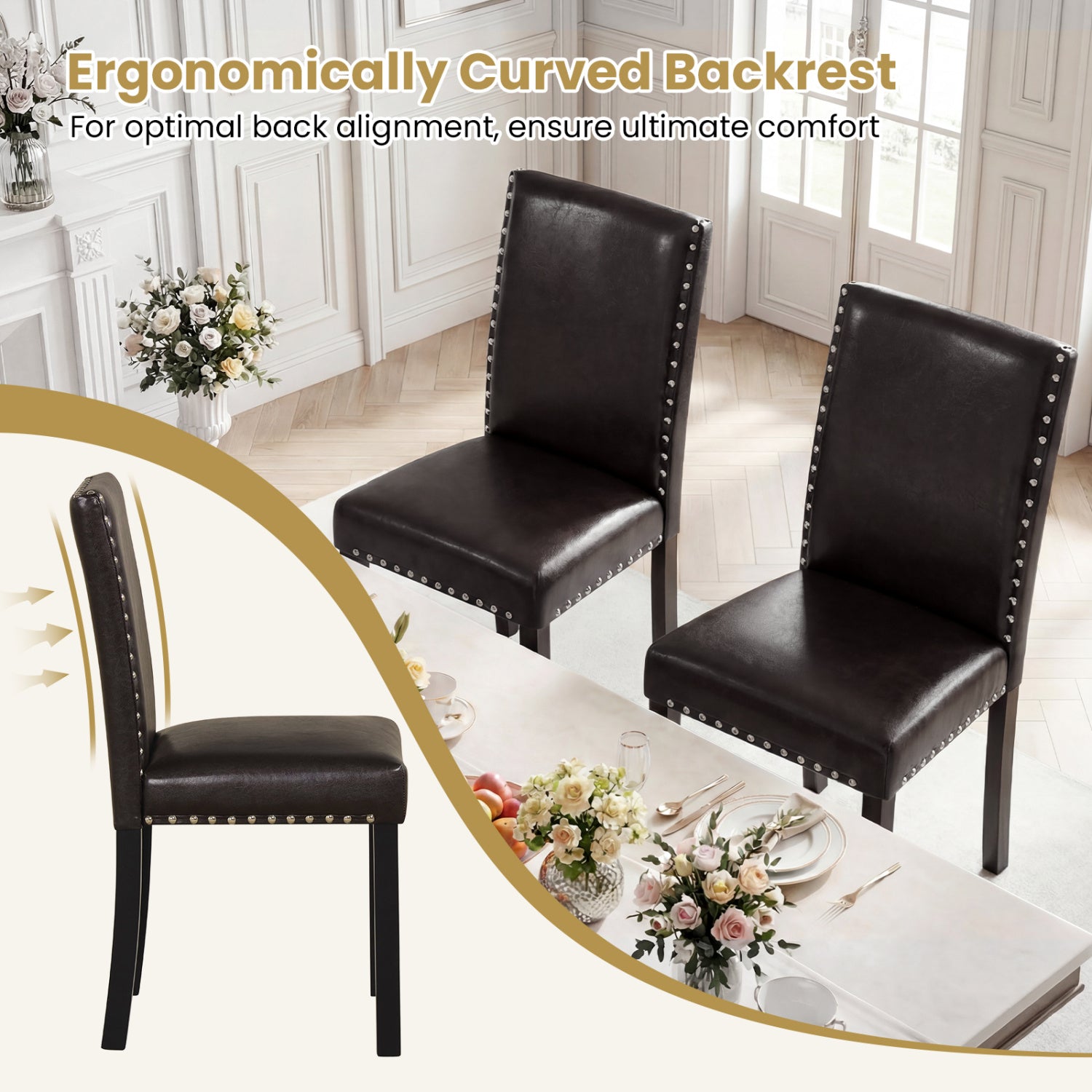 Set Of 2 Faux Leather Upholstered Parsons Dining Chairs Dining Chairs at Gallery Canada