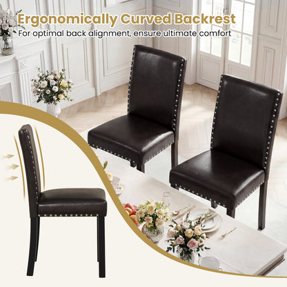 Set Of 2 Faux Leather Upholstered Parsons Dining Chairs Dining Chairs at Gallery Canada