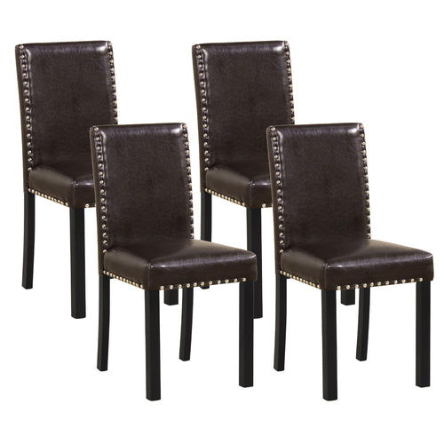 Set of 4 Faux Leather Parsons Dining Chairs