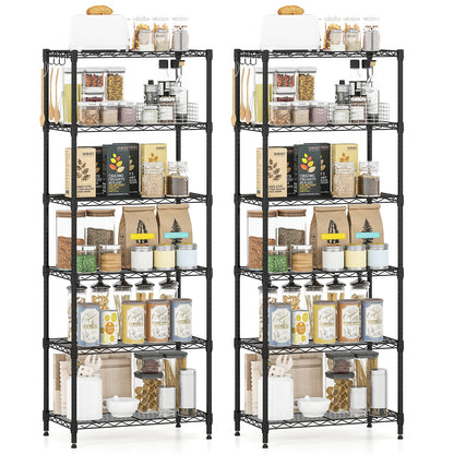 Set of 2 4-Tier Metal Storage Shelving Unit with V-Shaped Wire Rack and 1000 LBS Capacity, Black Garages at Gallery Canada