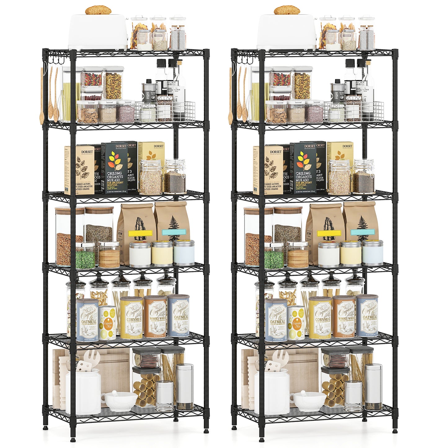 Set of 2 4-Tier Metal Storage Shelving Unit with V-Shaped Wire Rack and 1000 LBS Capacity, Black Garages Black at Gallery Canada