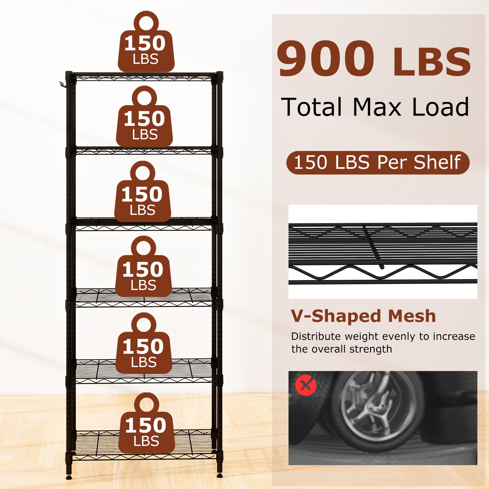 Set of 2 4-Tier Metal Storage Shelving Unit with V-Shaped Wire Rack and 1000 LBS Capacity, Black Garages at Gallery Canada