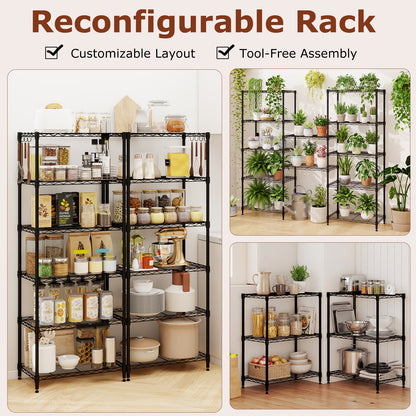 Set of 2 4-Tier Metal Storage Shelving Unit with V-Shaped Wire Rack and 1000 LBS Capacity, Black Garages at Gallery Canada