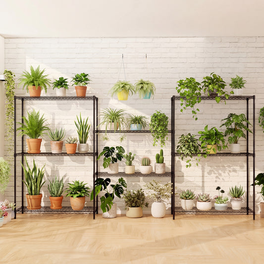 Set of 2 4-Tier Metal Storage Shelving Unit with V-Shaped Wire Rack, Black Baker's Racks Black at Gallery Canada