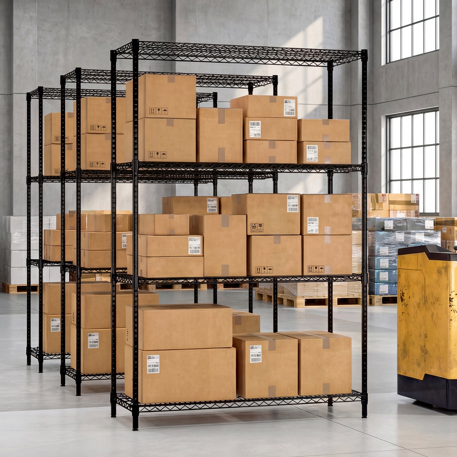 Set of 2 4-Tier Metal Storage Shelving Unit with V-Shaped Wire Rack, Black Baker's Racks at Gallery Canada