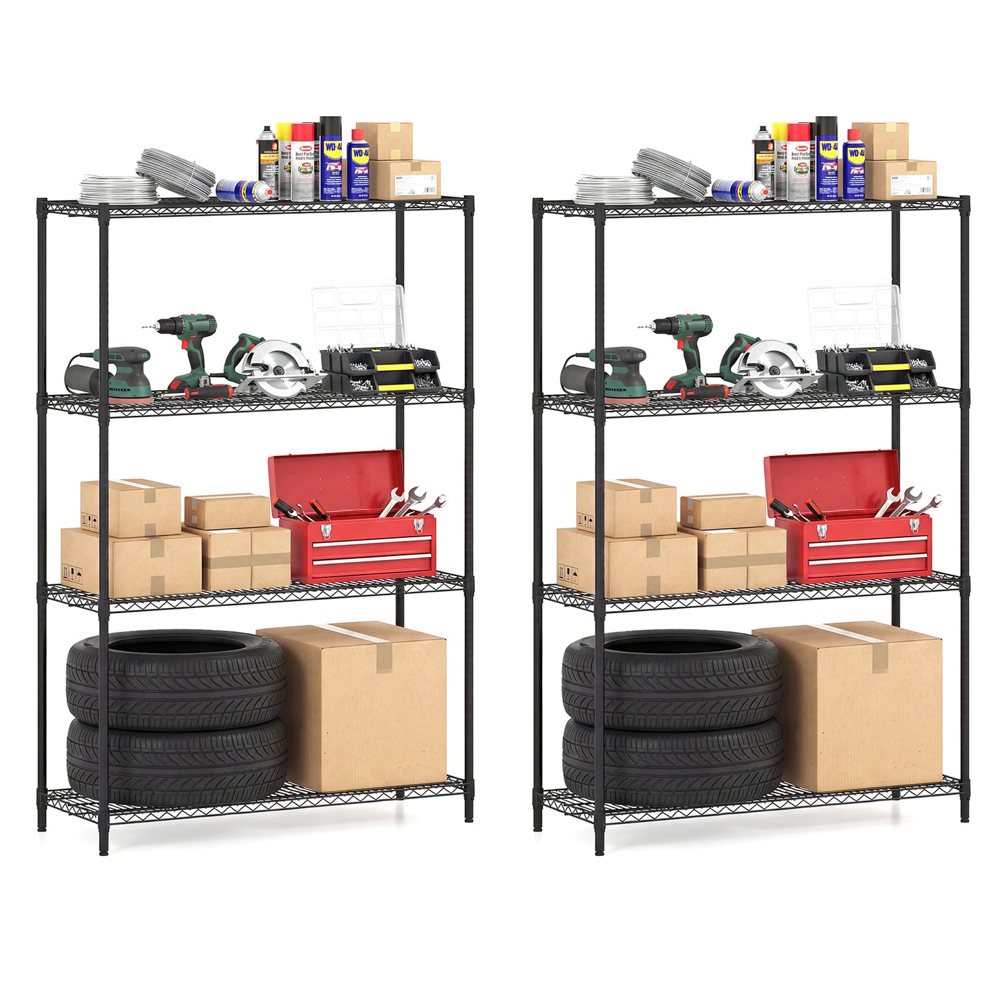 Set of 2 4-Tier Metal Storage Shelving Unit with V-Shaped Wire Rack, Black Baker's Racks at Gallery Canada