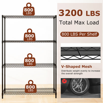 Set of 2 4-Tier Metal Storage Shelving Unit with V-Shaped Wire Rack, Black Baker's Racks at Gallery Canada