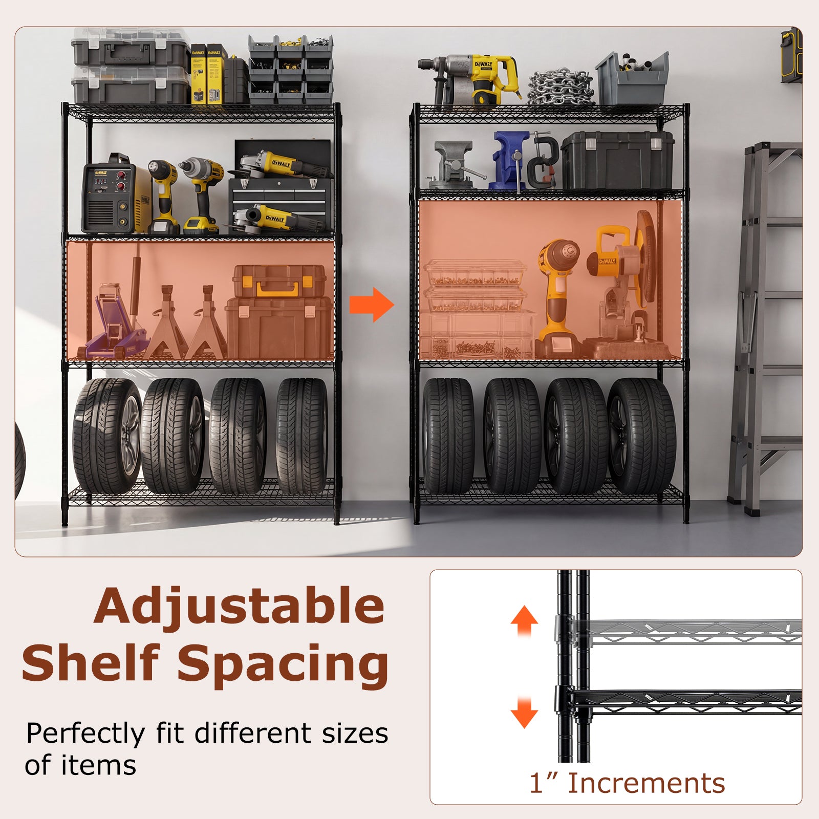 Set of 2 4-Tier Metal Storage Shelving Unit with V-Shaped Wire Rack, Black Baker's Racks at Gallery Canada