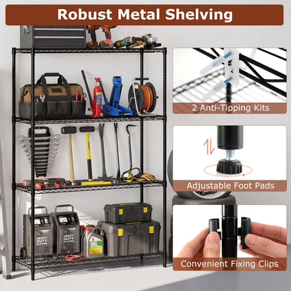 Set of 2 4-Tier Metal Storage Shelving Unit with V-Shaped Wire Rack, Black Baker's Racks at Gallery Canada
