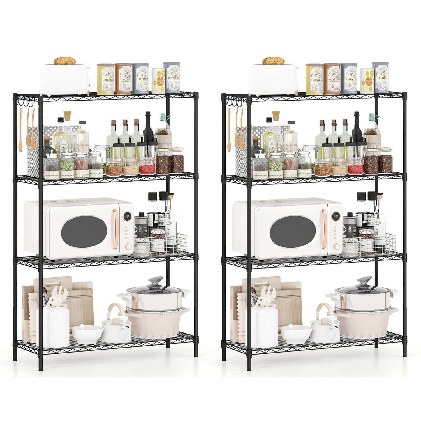 Set of 2 4-Tier Metal Storage Shelving Unit with V-Shaped Wire Rack and 1000 LBS Capacity, Black Garages at Gallery Canada
