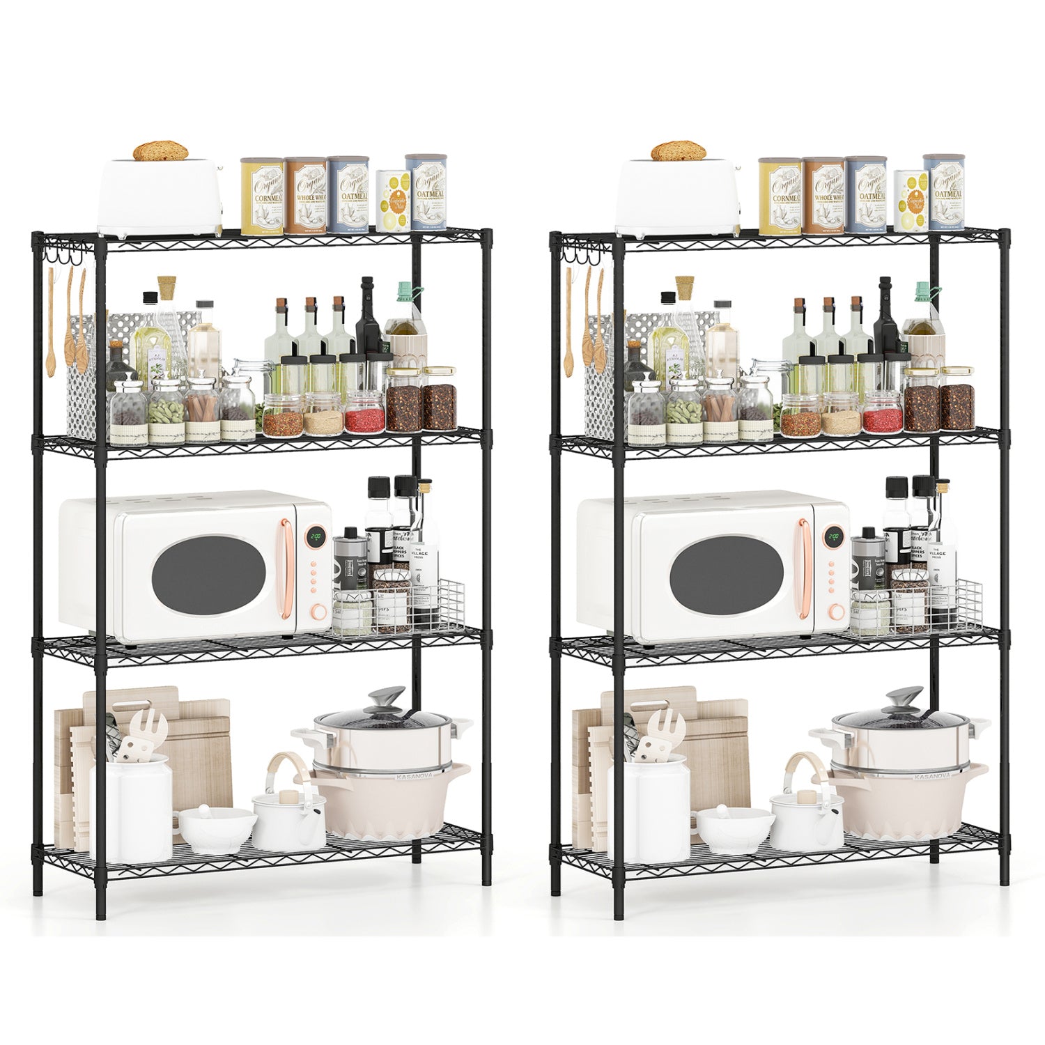 Set of 2 4-Tier Metal Storage Shelving Unit with V-Shaped Wire Rack and 1000 LBS Capacity, Black Garages Black at Gallery Canada