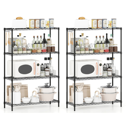 Set of 2 4-Tier Metal Storage Shelving Unit with V-Shaped Wire Rack and 1000 LBS Capacity, Black Garages Black at Gallery Canada