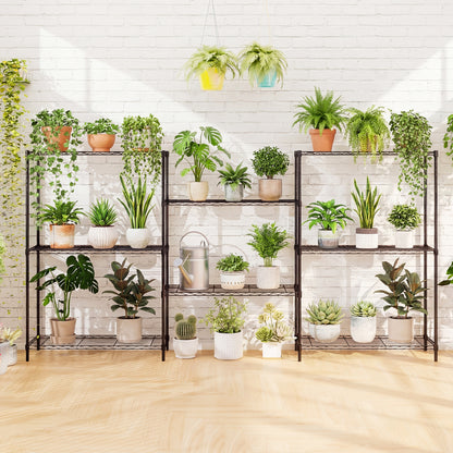 Set of 2 4-Tier Metal Storage Shelving Unit with V-Shaped Wire Rack and 1000 LBS Capacity, Black Garages at Gallery Canada