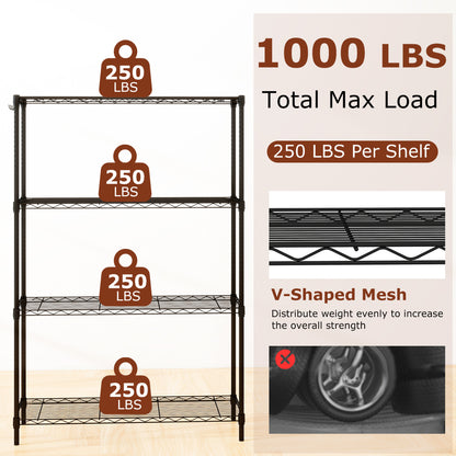 Set of 2 4-Tier Metal Storage Shelving Unit with V-Shaped Wire Rack and 1000 LBS Capacity, Black Garages at Gallery Canada