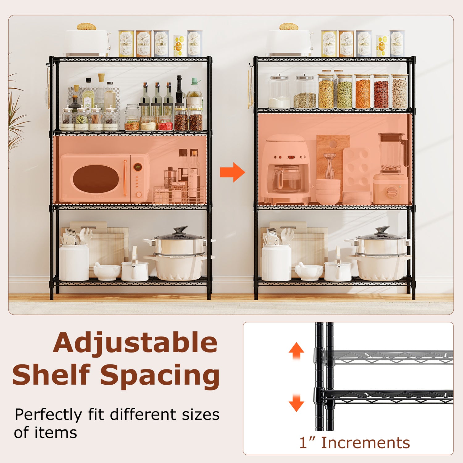 Set of 2 4-Tier Metal Storage Shelving Unit with V-Shaped Wire Rack and 1000 LBS Capacity, Black Garages at Gallery Canada