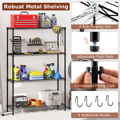 Set of 2 4-Tier Metal Storage Shelving Unit with V-Shaped Wire Rack and 1000 LBS Capacity, Black Garages at Gallery Canada