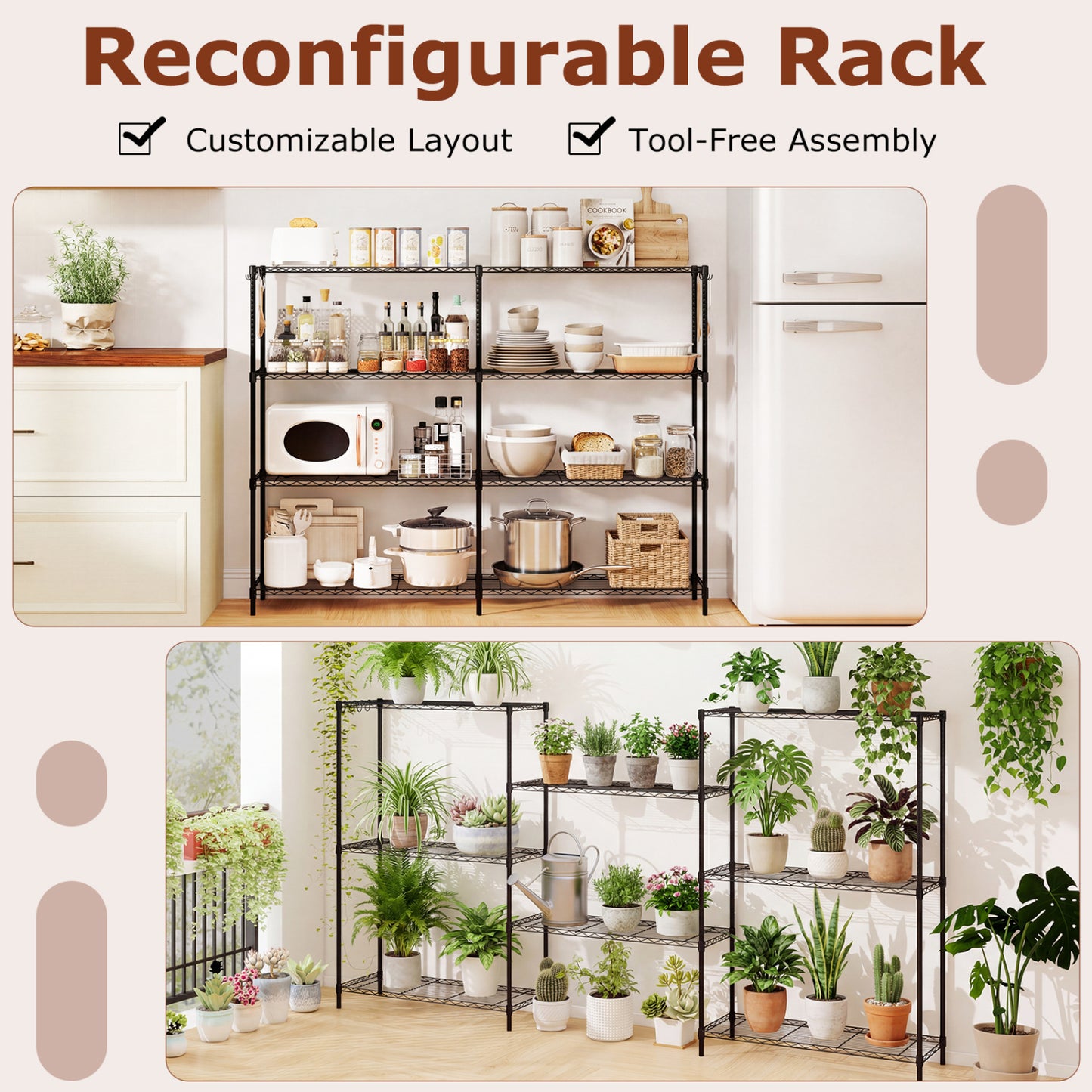 Set of 2 4-Tier Metal Storage Shelving Unit with V-Shaped Wire Rack and 1000 LBS Capacity, Black Garages at Gallery Canada
