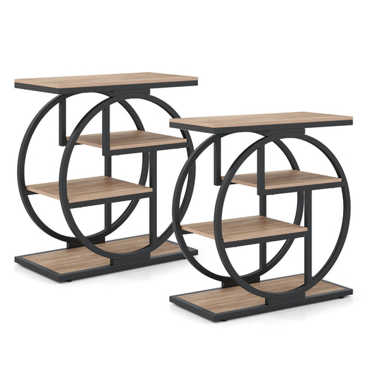 Set of 2 4-Tier Narrow End Table, Storage Shelves, Gray End & Side Tables Gray at Gallery Canada