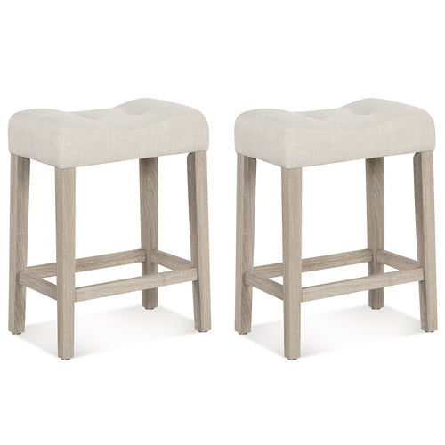 Set of 2/4 Upholstered Counter Height Bar Stool, Light Gray