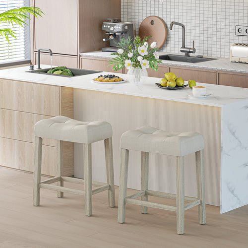 Set of 2/4 Upholstered Counter Height Bar Stool, Light Gray