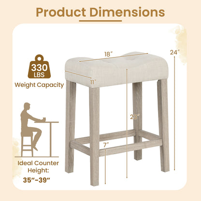 Set of 2/4 Upholstered Counter Height Bar Stool, Light Gray Bar Stools at Gallery Canada