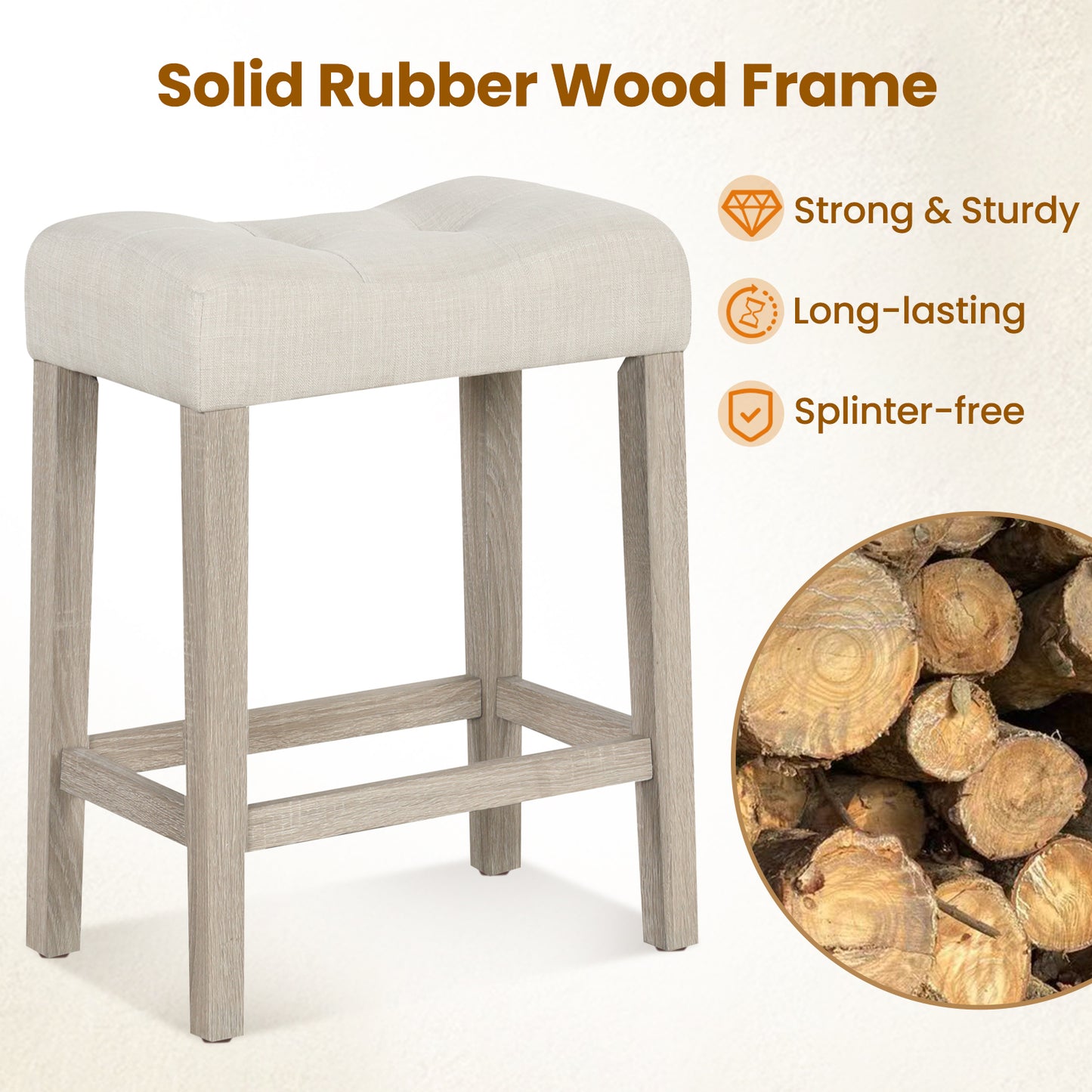 Set of 2/4 Upholstered Counter Height Bar Stool, Light Gray Bar Stools at Gallery Canada