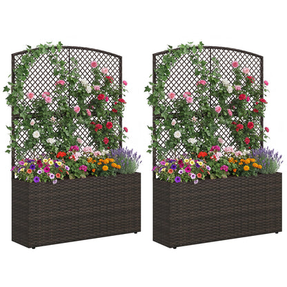 Set of 2 58" Raised Garden Bed with Trellis, Brown Raised Garden Beds at Gallery Canada
