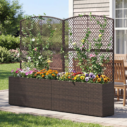 Set of 2 58" Raised Garden Bed with Trellis, Brown Raised Garden Beds at Gallery Canada