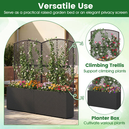 Set Of 2 58 Inch Raised Garden Bed, Trellis, Wicker Planter Box, Black Raised Garden Beds at Gallery Canada