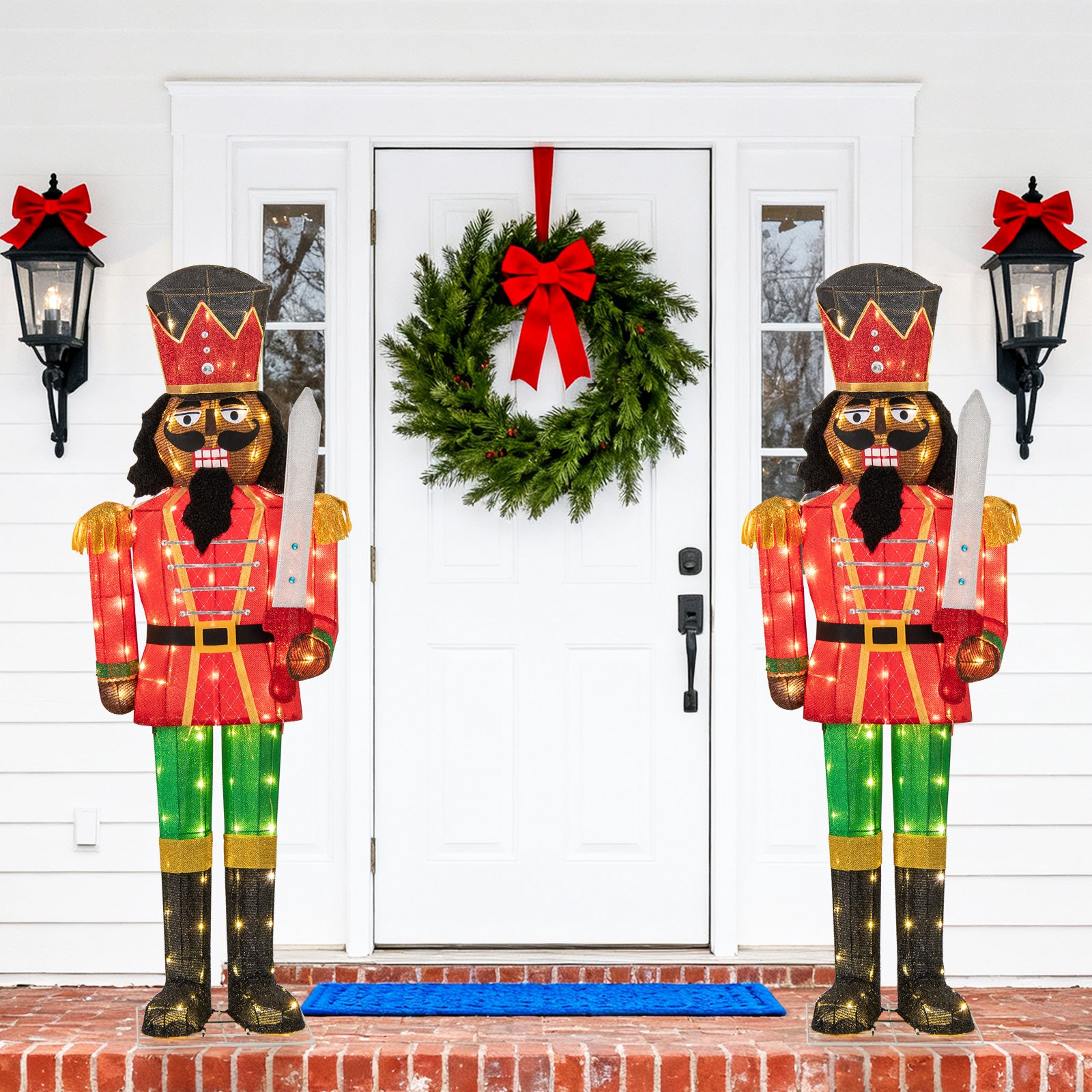 Set Of 2 5 FT Giant Nutcracker, Glitter Sword, Multicolor Christmas Inflatables at Gallery Canada