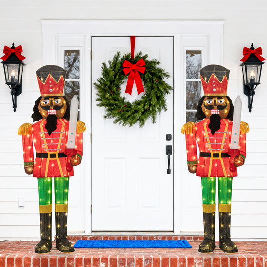 Set Of 2 5 FT Giant Nutcracker, Glitter Sword, Multicolor Christmas Inflatables Multicolor at Gallery Canada