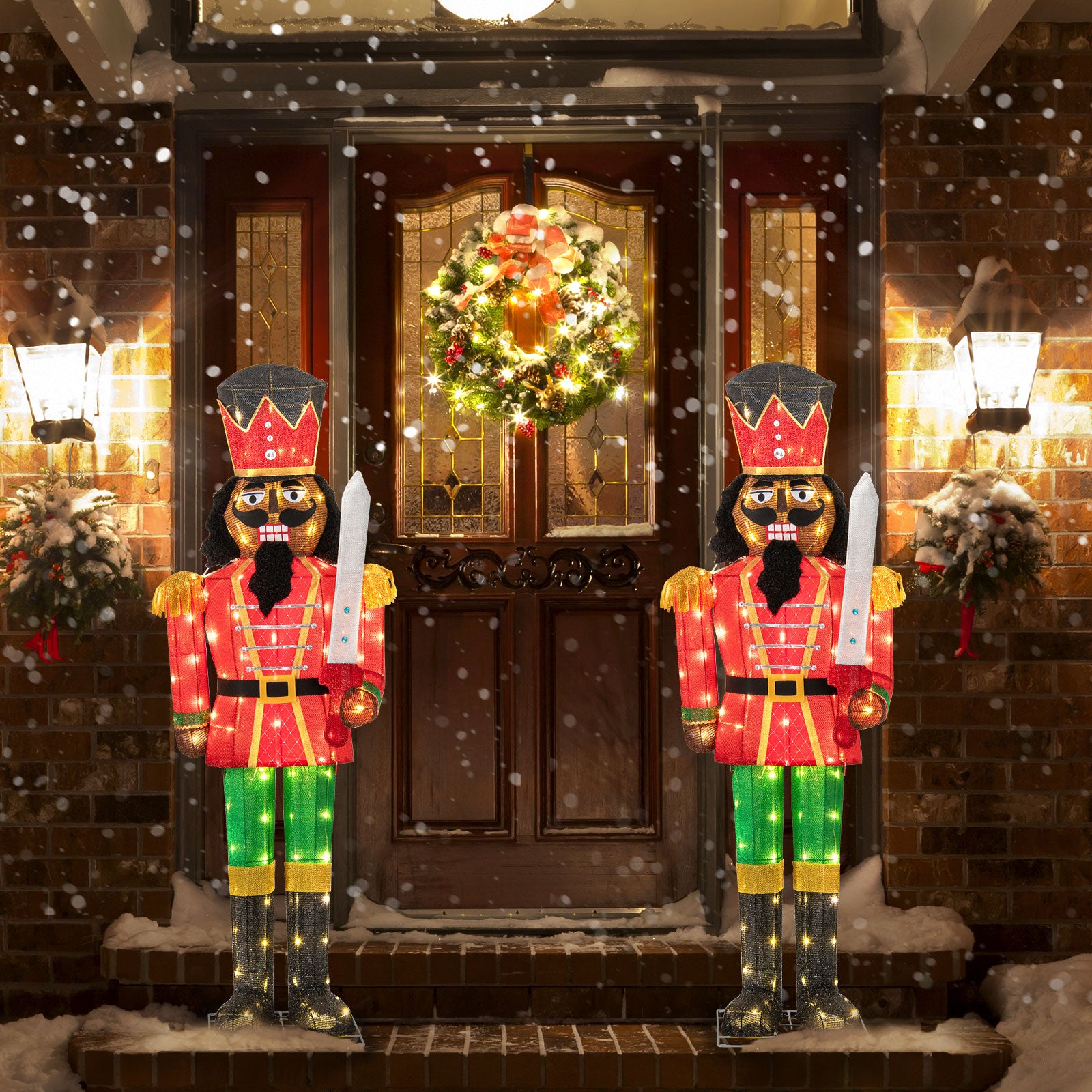 Set Of 2 5 FT Giant Nutcracker, Glitter Sword, Multicolor Christmas Inflatables at Gallery Canada