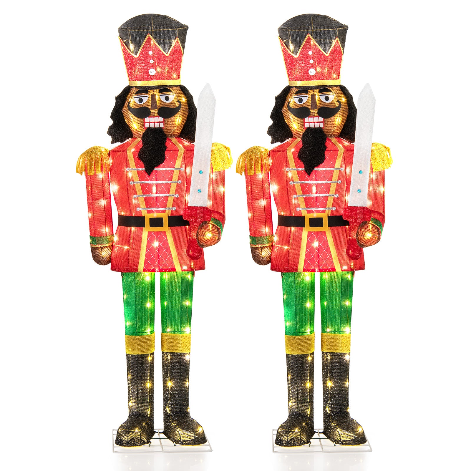 Set Of 2 5 FT Giant Nutcracker, Glitter Sword, Multicolor Christmas Inflatables Multicolor at Gallery Canada